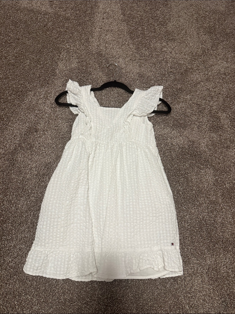 Tommy Hilfiger White Textured Ruffle Dress 100% cottton